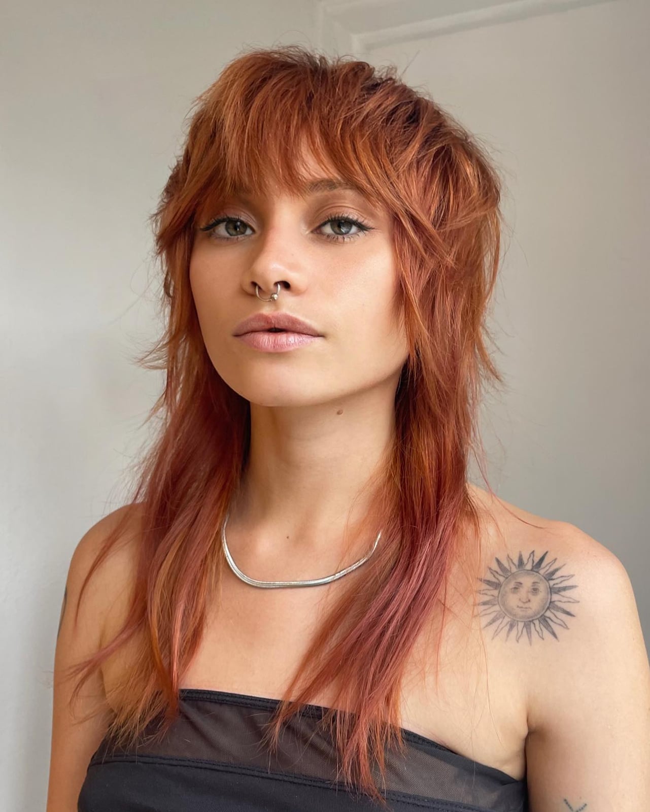 Copper Mullet With Pink Ends And Curtain Bangs Copper Mullet With Pink Ends And Curtain Bangs — Simple Mullet Hairstyles