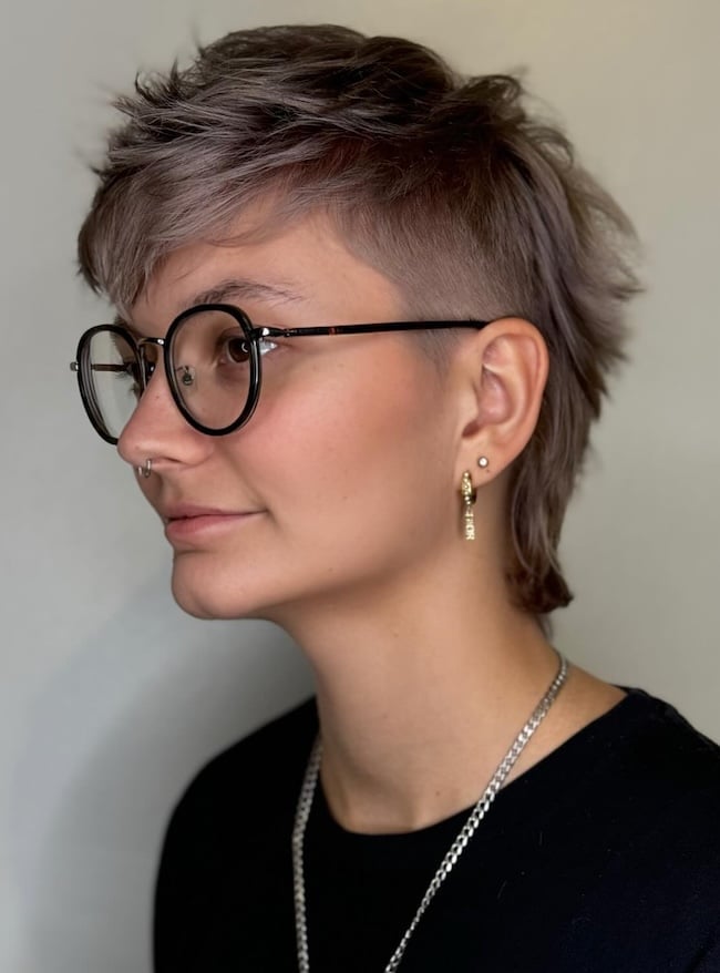Ear Length Ash Brown Mullet With Cropped Sides Ear Length Ash Brown Mullet With Cropped Sides — Simple Mullet Hairstyles