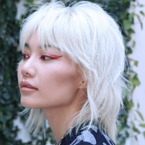 Shoulder Length Platinum Blonde Mullet With Choppy Layers Shoulder Length Platinum Blonde Mullet With Choppy Layers — Simple Mullet Hairstyles