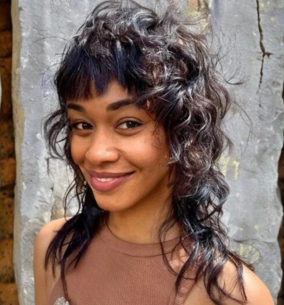 Dark Brown Wavy Mullet With Side Wispy Bangs Dark Brown Wavy Mullet With Side Wispy Bangs — Simple Mullet Hairstyles