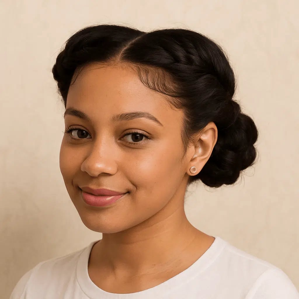 Braided Updo With Low Bun Braided Updo With Low Bun — Simple Natural Hair Hairstyles