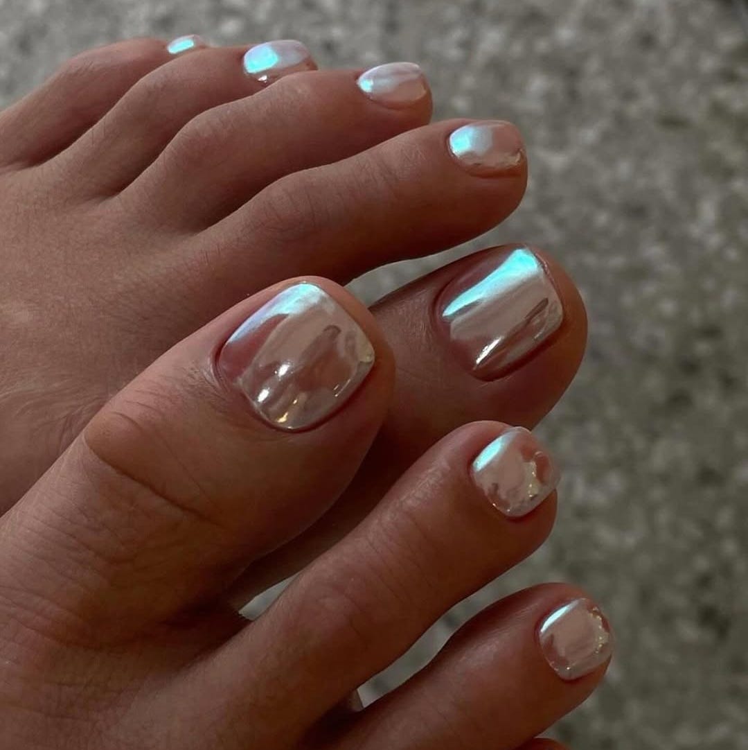 The 'Chrome pedicure' is the most flattering, high-shine nail trend to elevate traditional gels