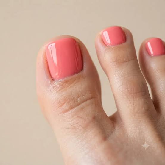 Vibrant Coral Pink Glossy Short Square Toenails With Solid Color Vibrant Coral Pink Glossy Short Square Toenails With Solid Color — Simple Pedicure Nails