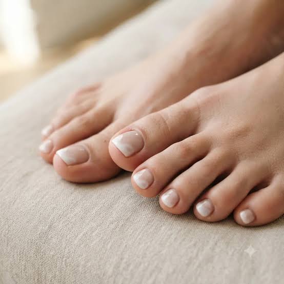 Sheer Nude Base Delicate White French Tips Short Square Toenails, Soft Sheer Nude Base Delicate White French Tips Short Square Toenails, Soft — Simple Pedicure Nails