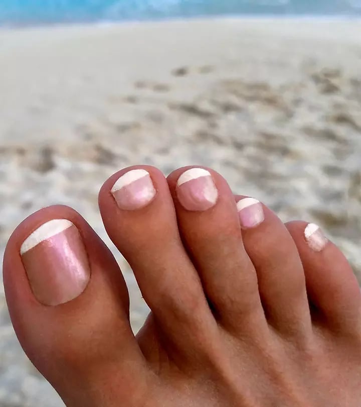 Sheer Pink Shimmer Base White French Tip Short, Office-Safe Version Sheer Pink Shimmer Base White French Tip Short, Office-Safe Version — Simple Pedicure Nails