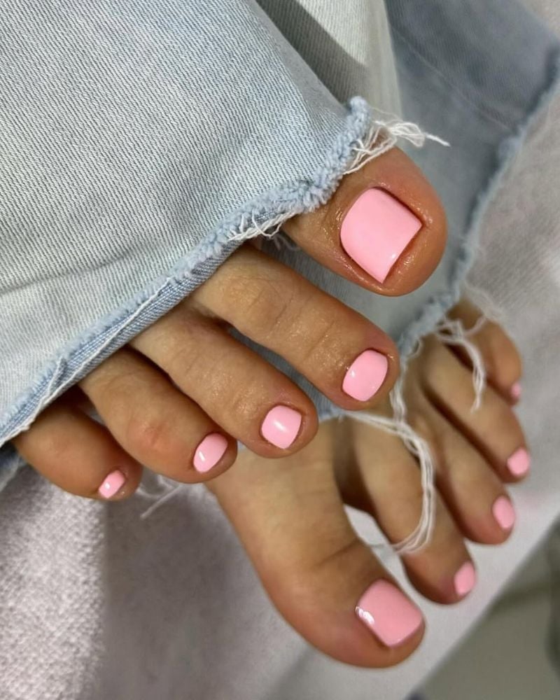 Pastel Pink Glossy Short Square Toenails, нежно-розовый Pastel Pink Glossy Short Square Toenails, нежно-розовый — Simple Pedicure Nails
