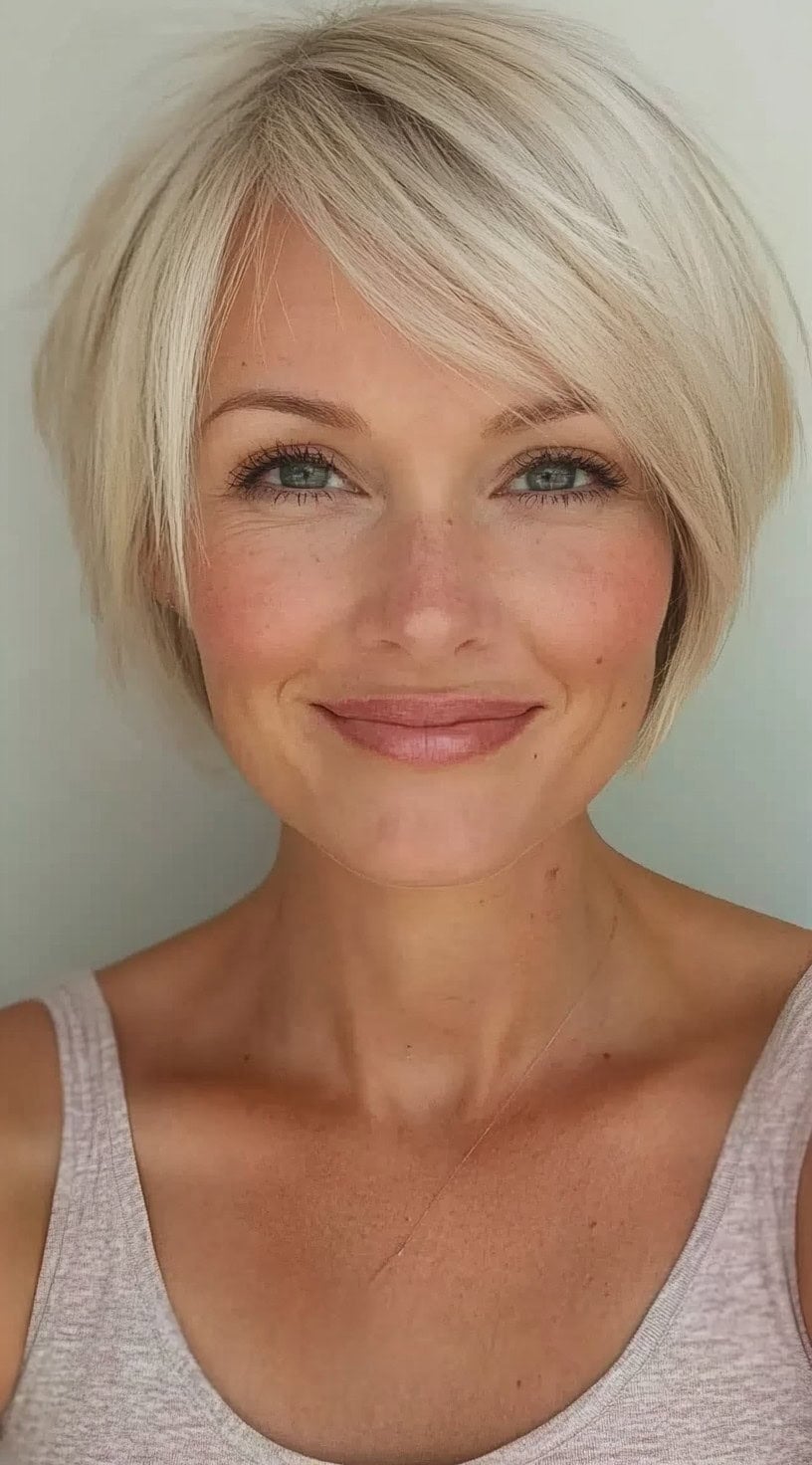 Light Blonde Pixie Bob With Piecey Layers Light Blonde Pixie Bob With Piecey Layers — Simple Pixie Bob