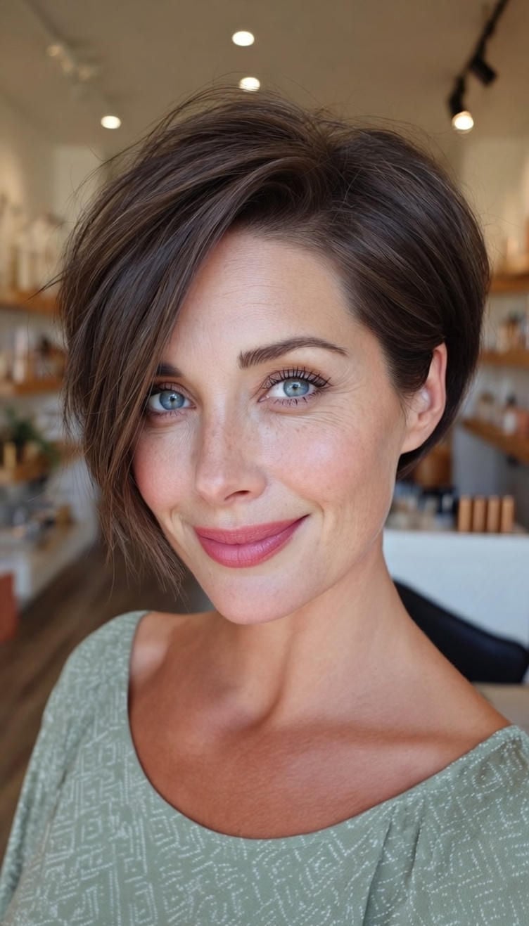 Asymmetrical Brown Pixie Bob Asymmetrical Brown Pixie Bob — Simple Pixie Bob