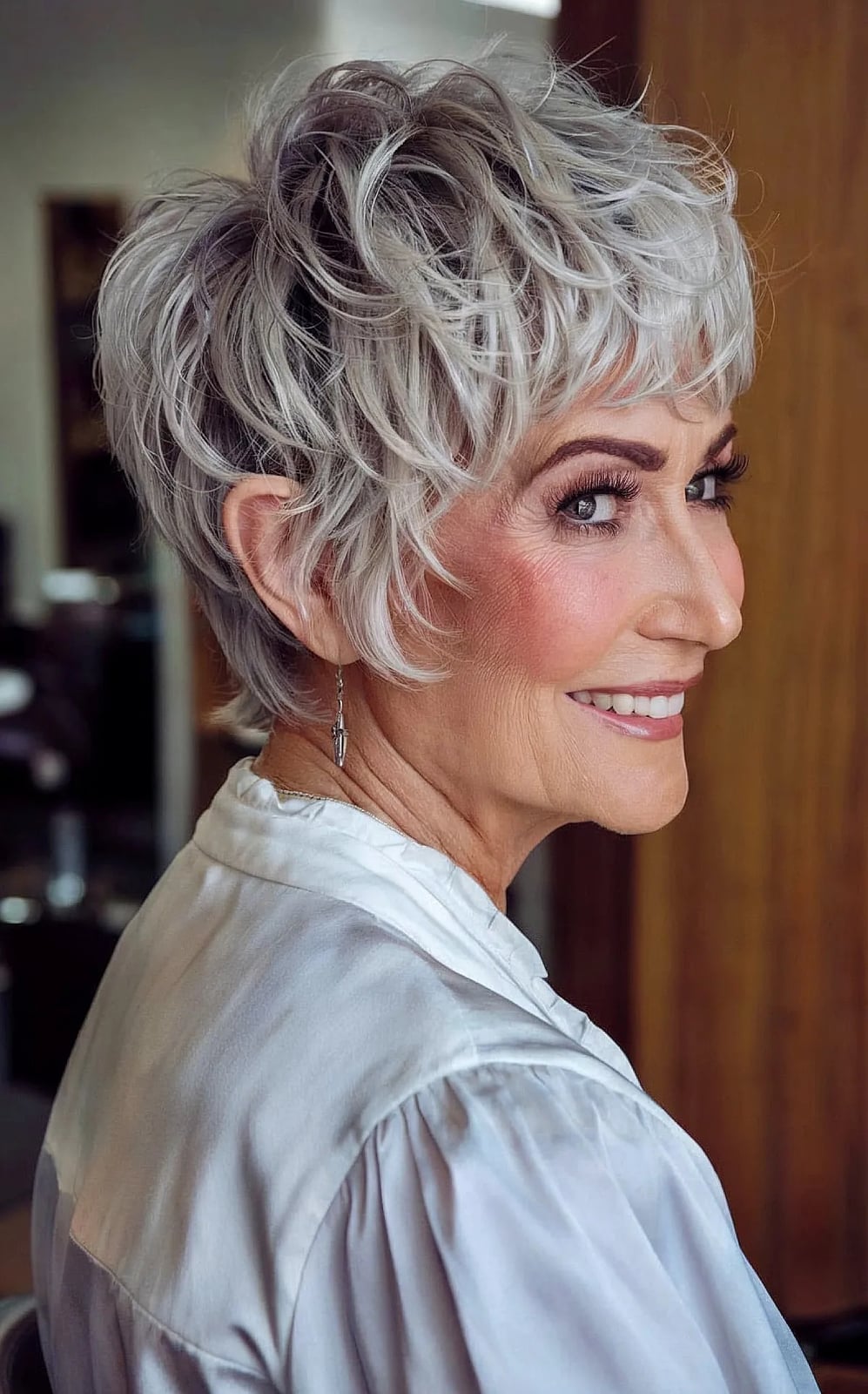 Voluminous Silver Blonde Pixie Shag — Simple Pixie Hairstyles