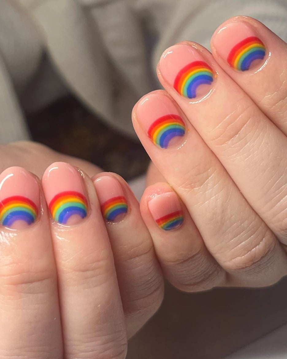 Short Oval Mini Rainbow Arcs Short Oval Mini Rainbow Arcs — Simple Rainbow Nails