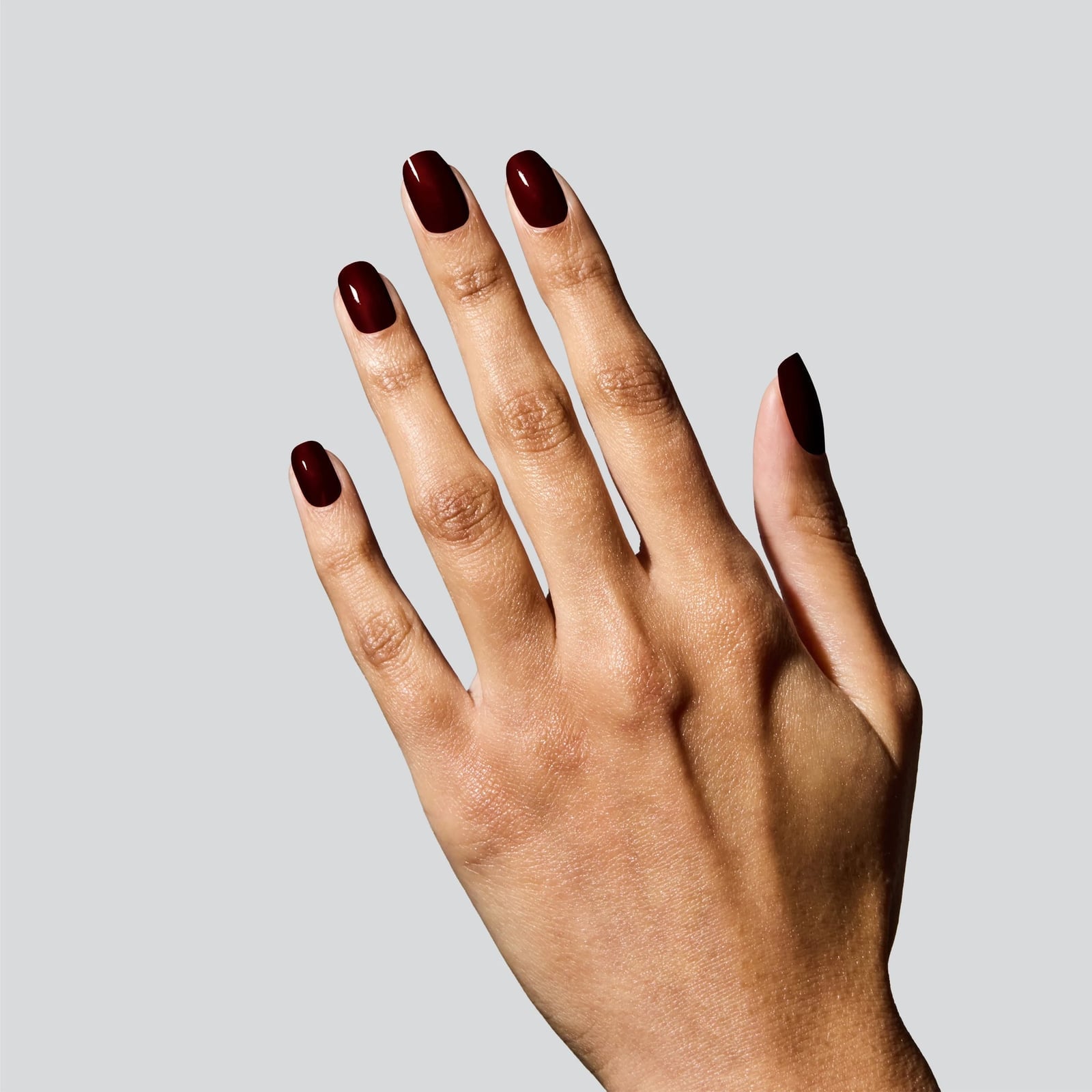 Medium Almond Glossy Dark Cherry Red Nails — Simple Red and Black Nails