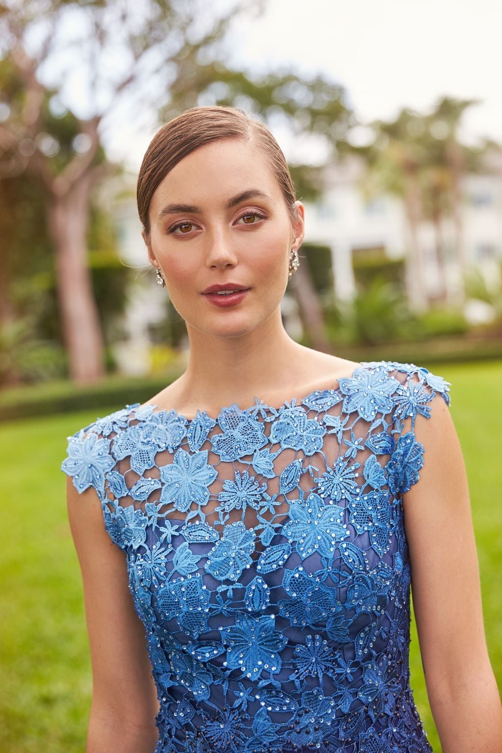 Blue Dress with Intricate Lace Overlay — Simple Semi Formal Dresses