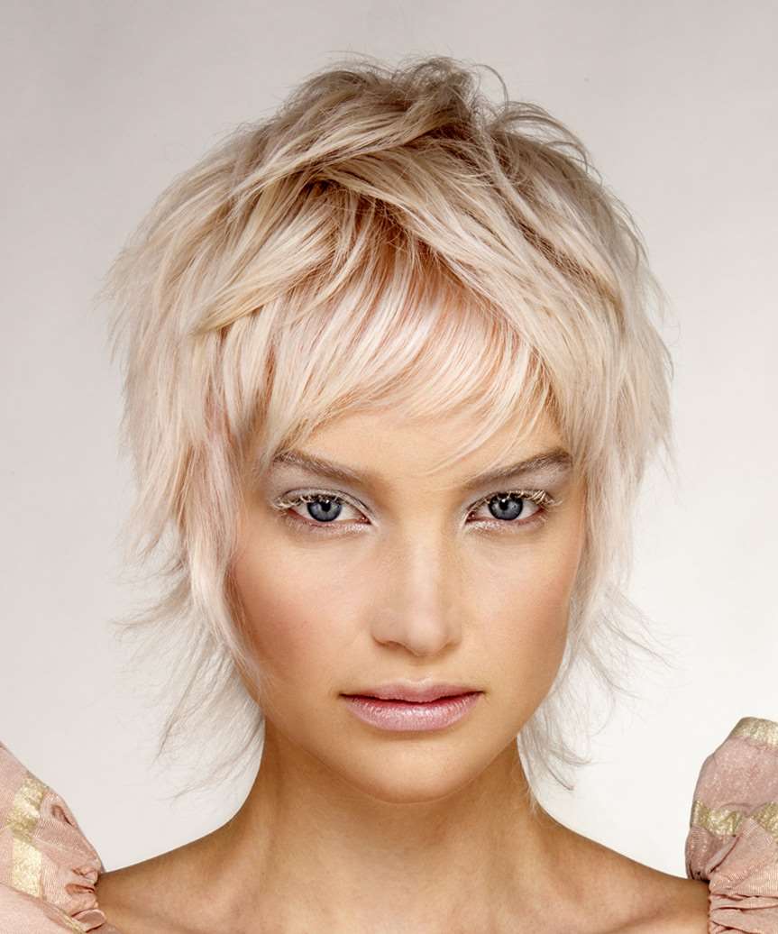 Chin Length Ash Blonde Shag With Piecey Texture Chin Length Ash Blonde Shag With Piecey Texture — Simple Shag Hairstyles