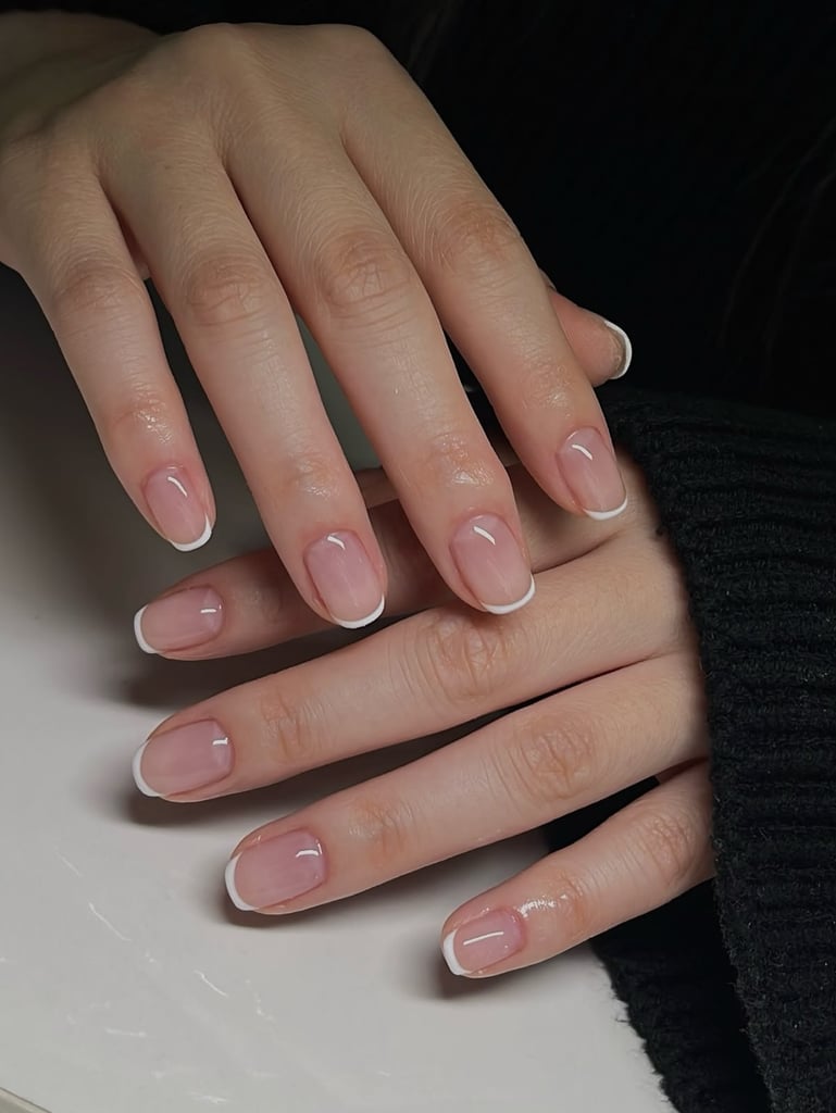 Classic White Tip Short Almond French Nails Classic White Tip Short Almond French Nails — Simple Short Cute Nails