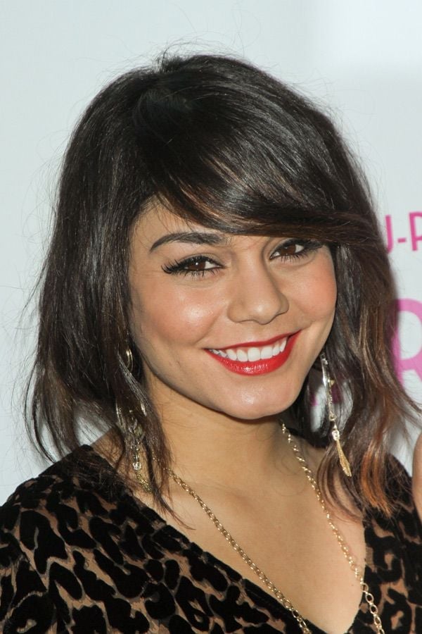 Dark Brown Lob With Textured Waves — Simple Side Swept Bangs