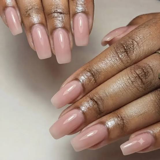 Perfectly Shaped Sheer Nude Medium Squoval Nails Perfectly Shaped Sheer Nude Medium Squoval Nails — Simple Squoval Nails