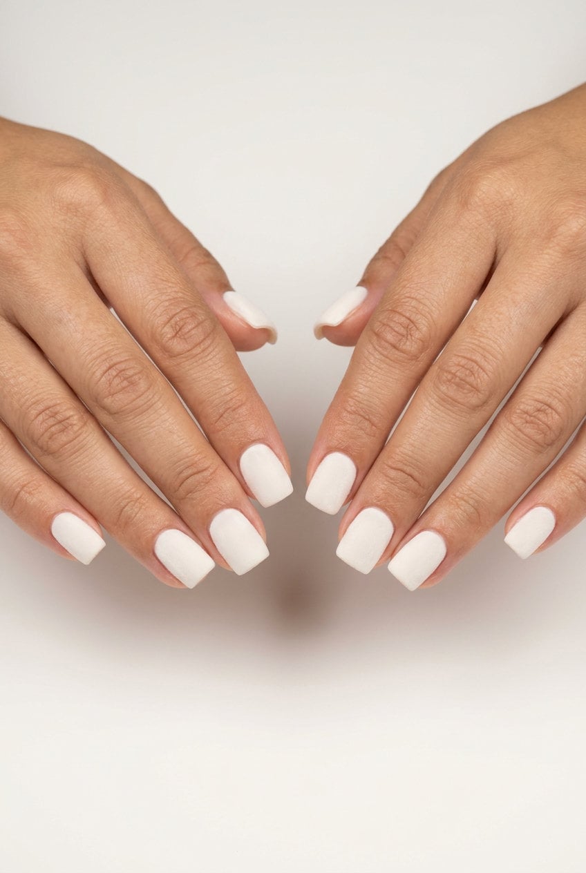 Matte Milky White Short Squoval Nails Matte Milky White Short Squoval Nails — Simple Squoval Nails
