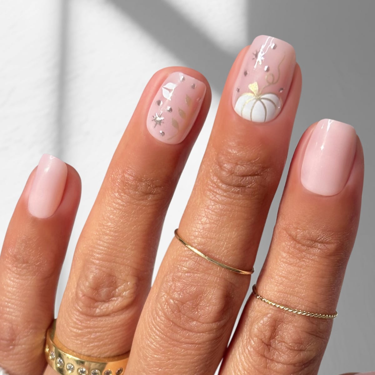 Pumpkin Fall Design Sheer Pink Squoval Nails Pumpkin Fall Design Sheer Pink Squoval Nails — Simple Squoval Nails