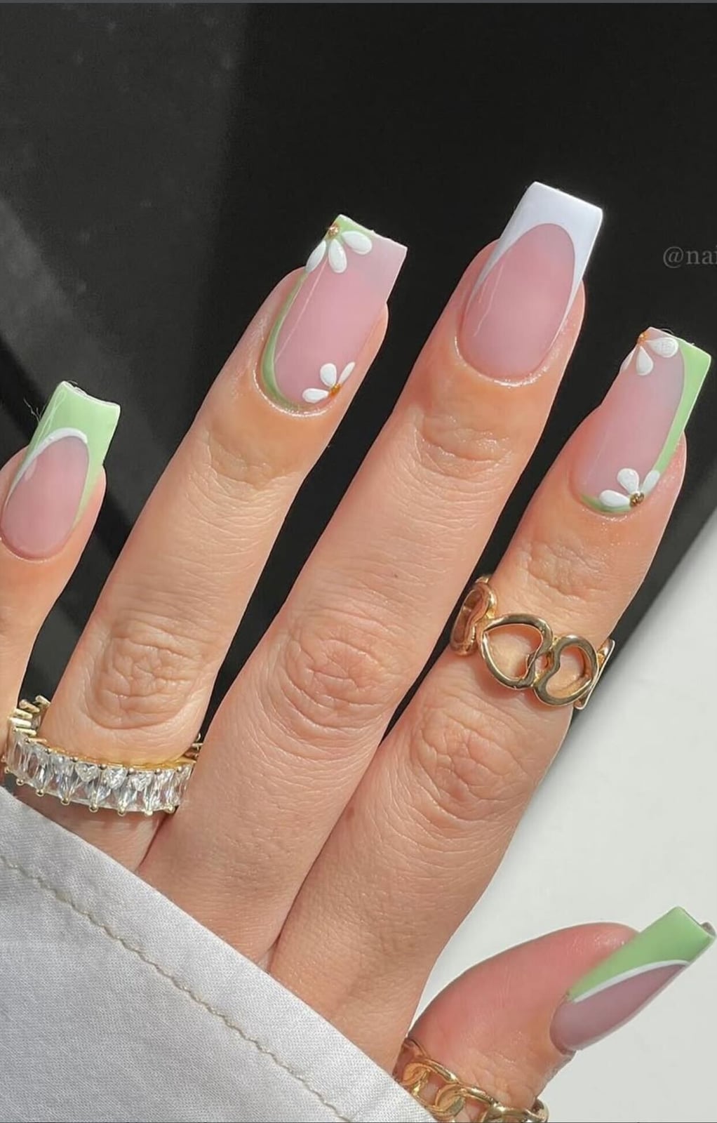 Heart Motifs Burgundy Light Blue Olive Green Squoval Heart Motifs Burgundy Light Blue Olive Green Squoval — Simple Squoval Nails