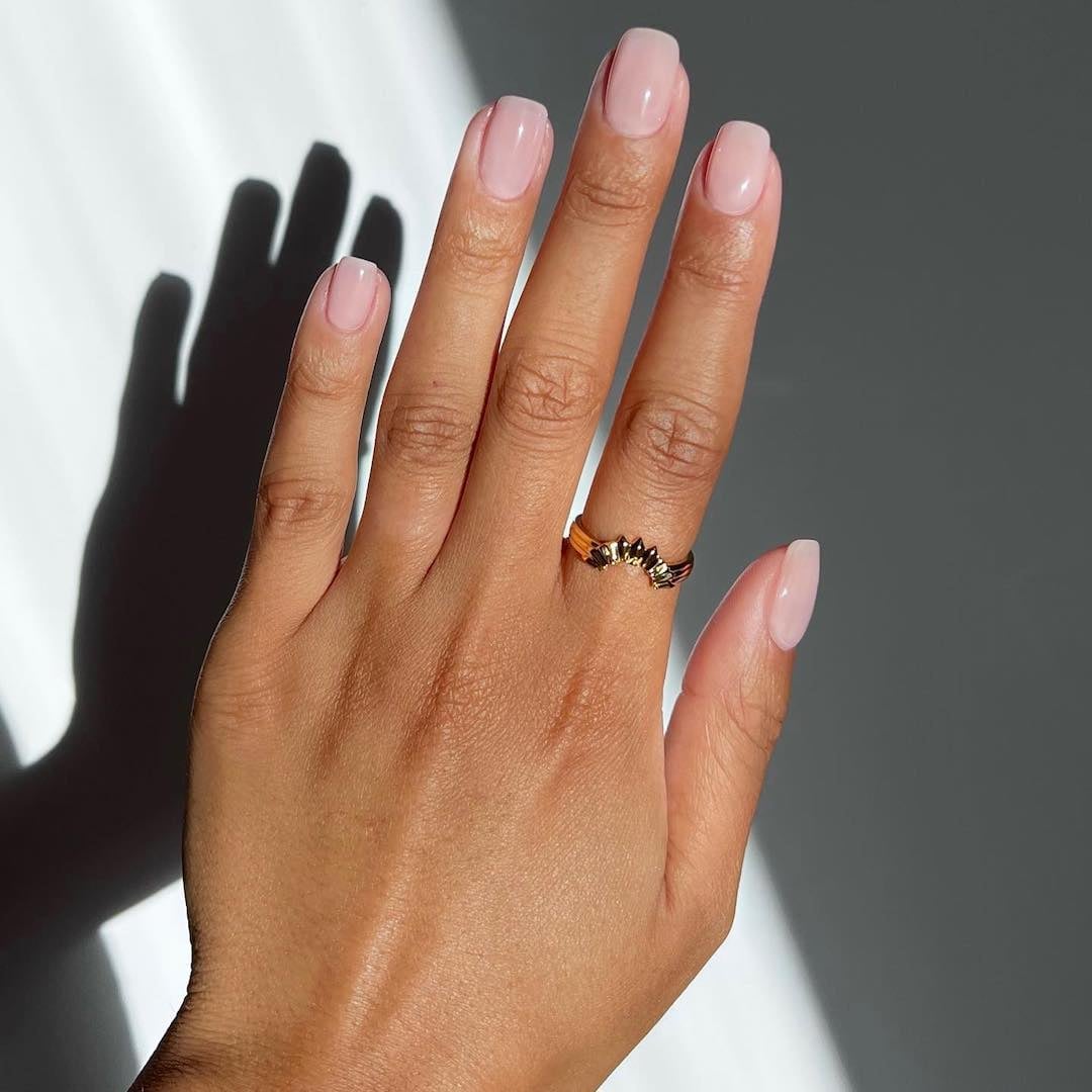 Milky Pink Sheer Medium Squoval Nails Milky Pink Sheer Medium Squoval Nails — Simple Squoval Nails