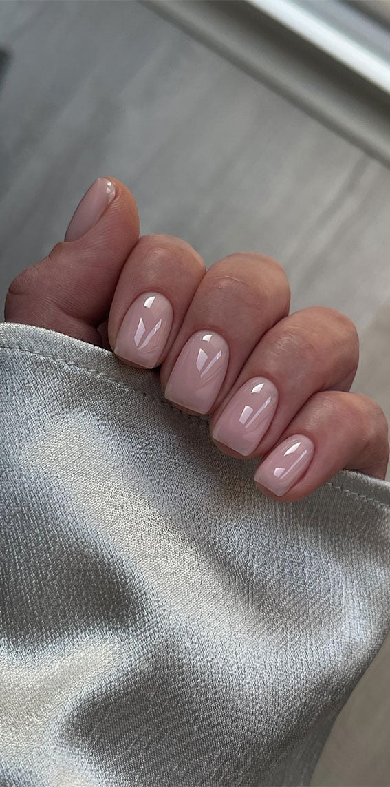 Subtle Shimmer Milky Pink Nude Squoval Nails Subtle Shimmer Milky Pink Nude Squoval Nails — Simple Squoval Nails