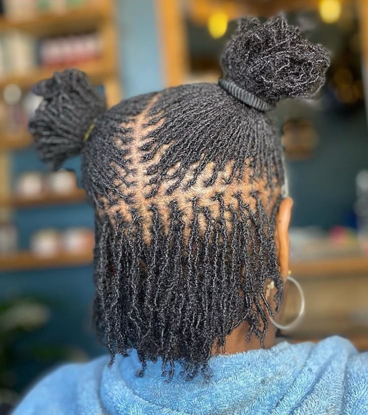 Shoulder Length Micro Locs Two Buns Shoulder Length Micro Locs Two Buns — Simple Starter Locs
