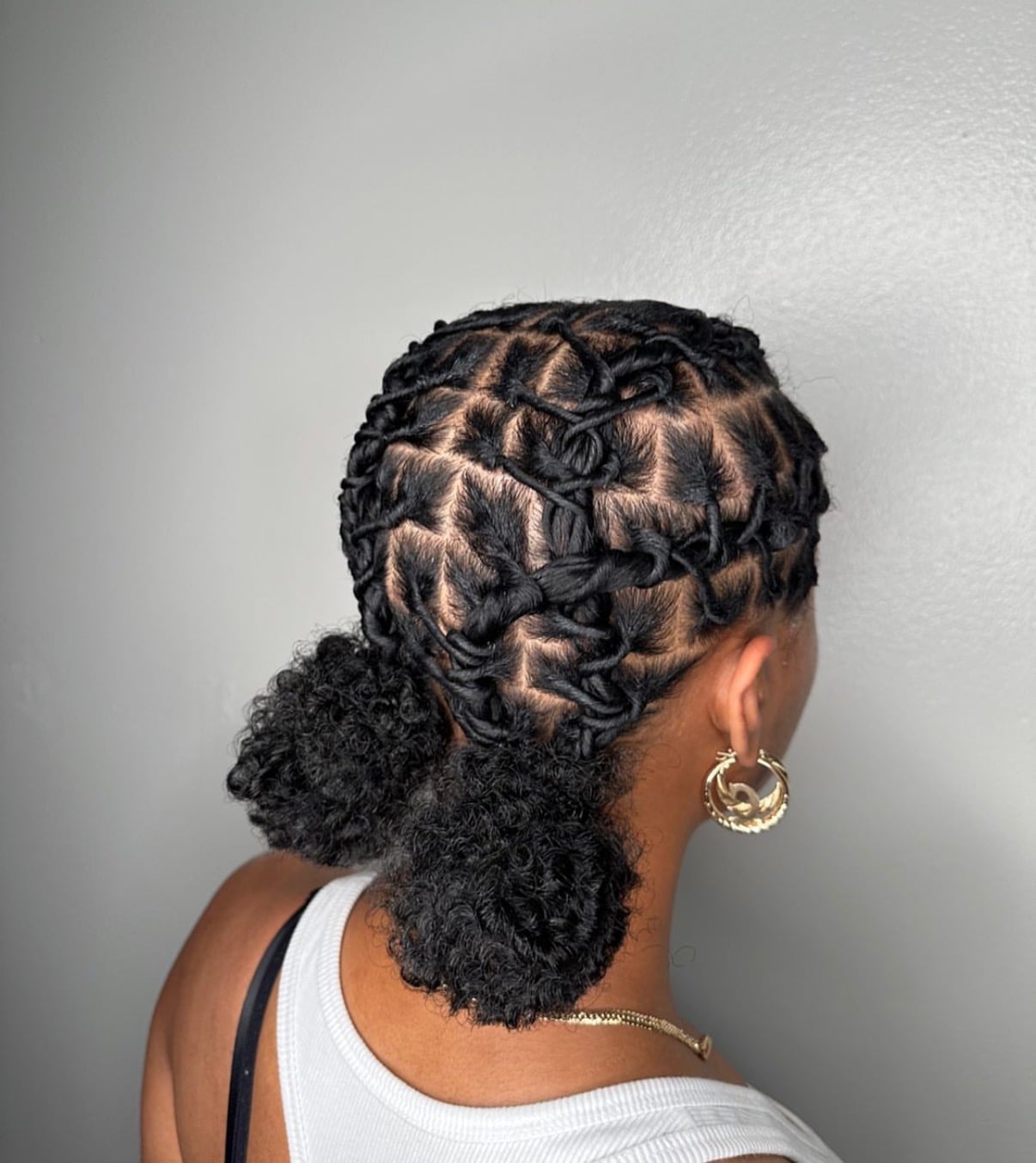 Short Coily Locs Two Low Ponytails Short Coily Locs Two Low Ponytails — Simple Starter Locs