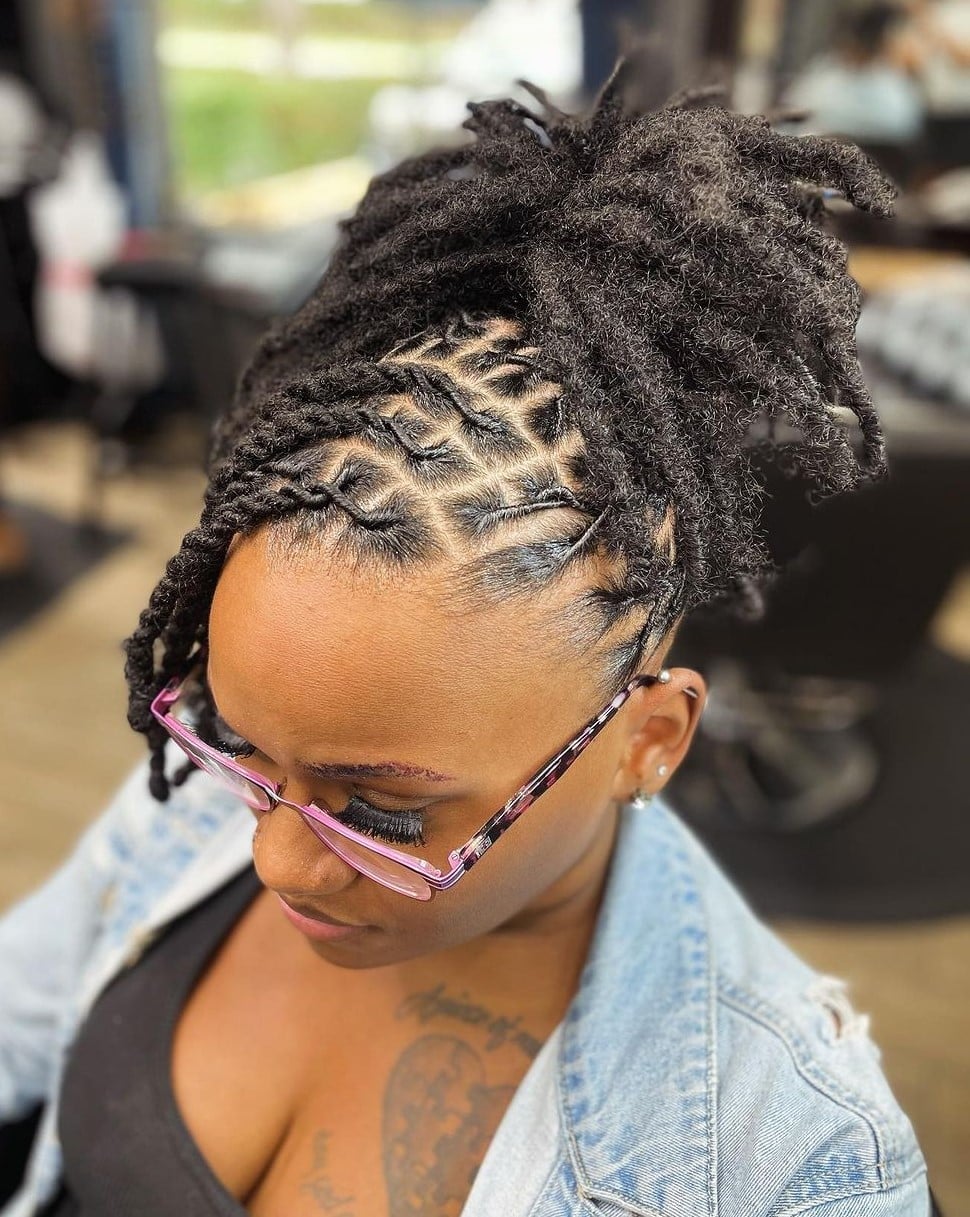 Collarbone Locs High Ponytail With Braided Sections Collarbone Locs High Ponytail With Braided Sections — Simple Starter Locs