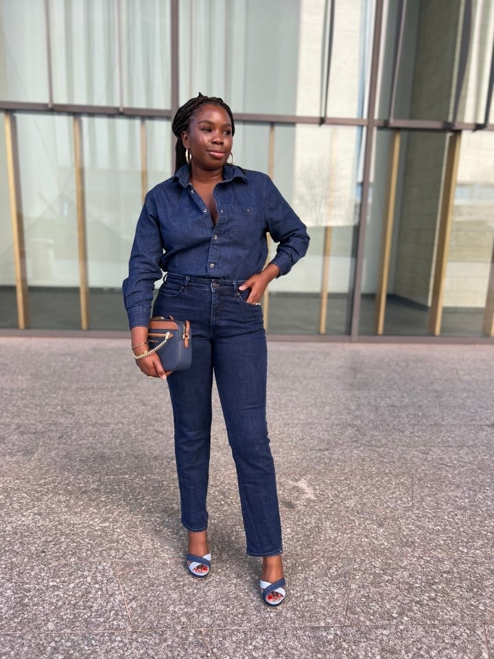 Matching Denim Shirt and Straight Leg Jeans Matching Denim Shirt and Straight Leg Jeans — Simple Straight Leg Jeans Outfits