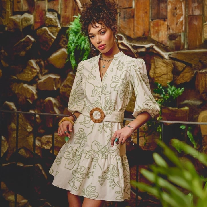 Floral Print Dress with Tiered Skirt and Belt Floral Print Dress with Tiered Skirt and Belt — Simple Style Inspo