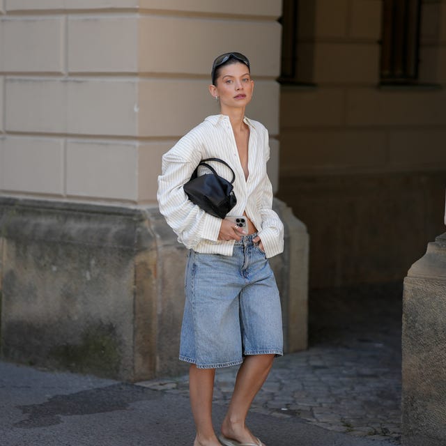 Oversized Shirt with Long Denim Shorts Oversized Shirt with Long Denim Shorts — Simple Style Inspo