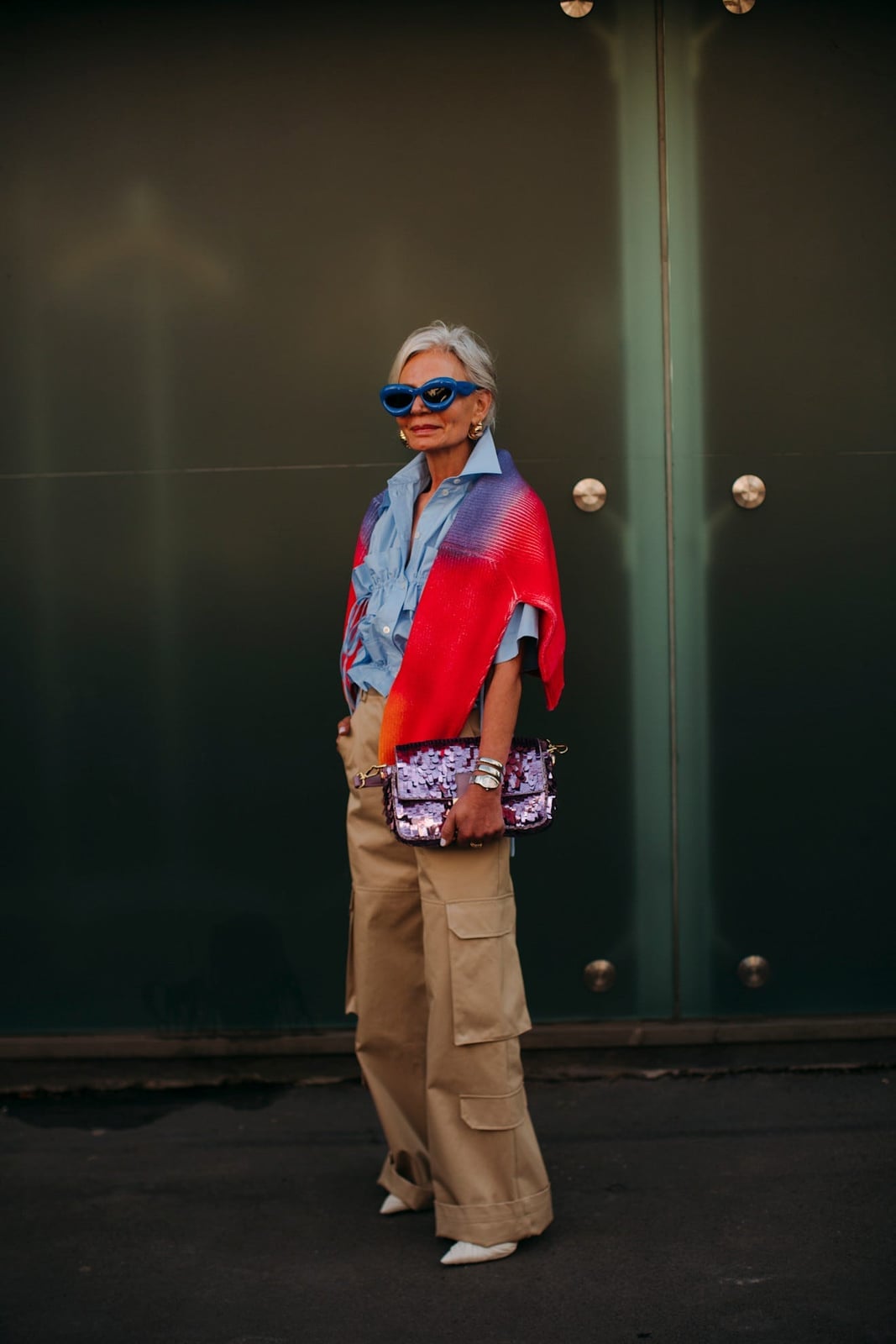 Cargo Pants with Striped Scarf Accent Cargo Pants with Striped Scarf Accent — Simple Style Inspo