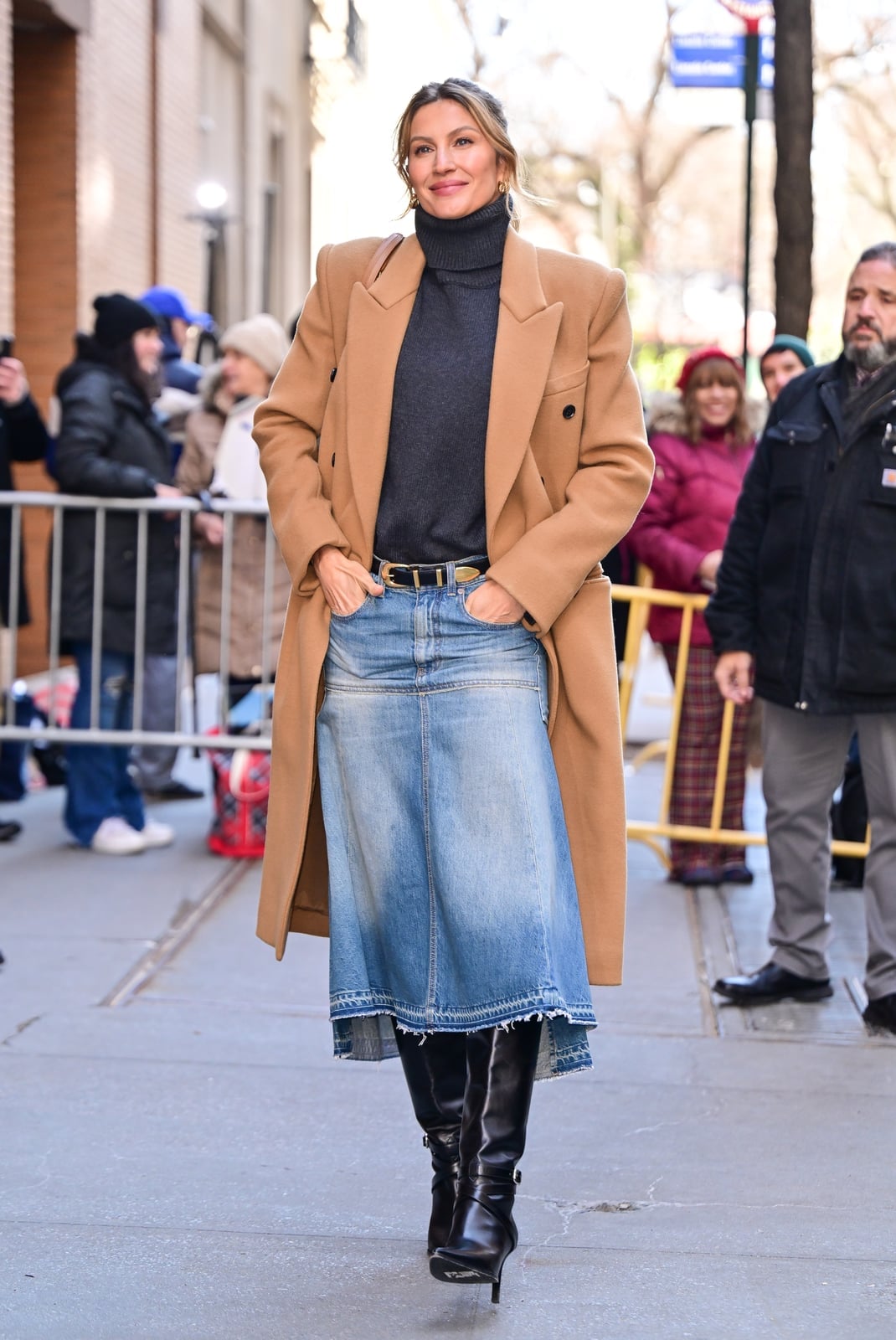 Camel Coat Over Turtleneck and Denim Maxi Camel Coat Over Turtleneck and Denim Maxi — Simple Style Inspo