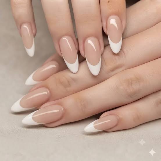 Nude French Tip Almond Nails Nude French Tip Almond Nails — Simple Trending Nails