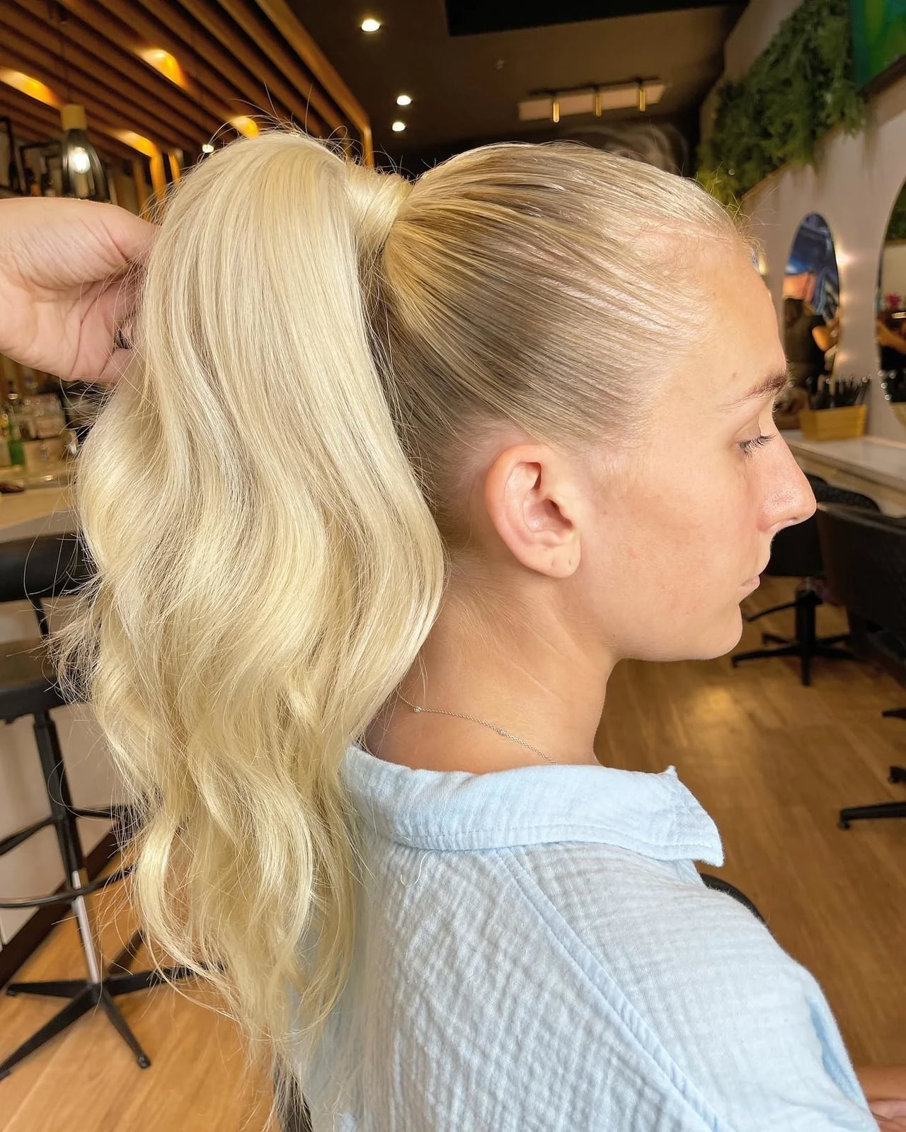 Sharp Platinum Blonde Ponytail — Slick Back Ponytail Ideas