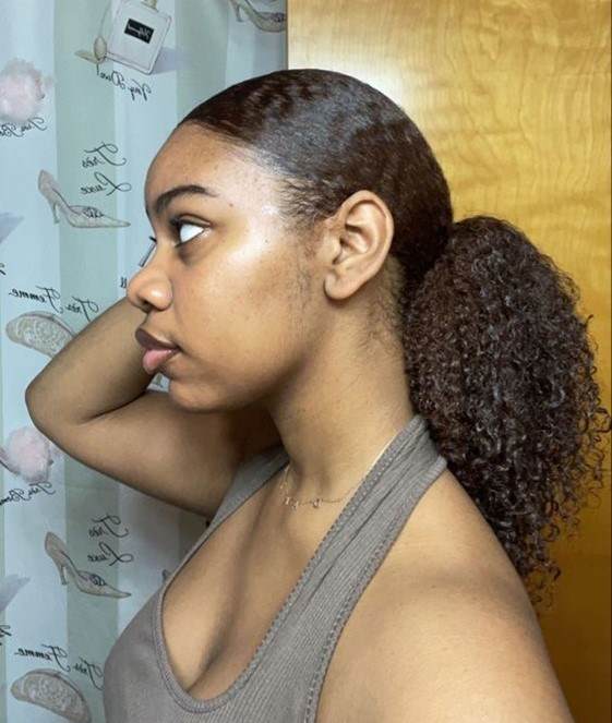 Shoulder Length Curly Dark Brown Ponytail — Slick Back Ponytail Ideas