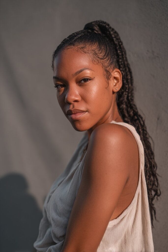 Coily Black Ponytail With Baby Hairs — Slick Back Ponytail Ideas