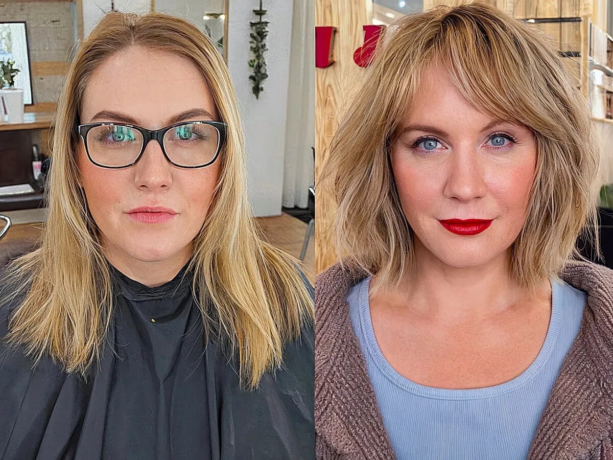 Collarbone Lob With Honey Blonde Layers Collarbone Lob With Honey Blonde Layers — Thin Hair Ideas
