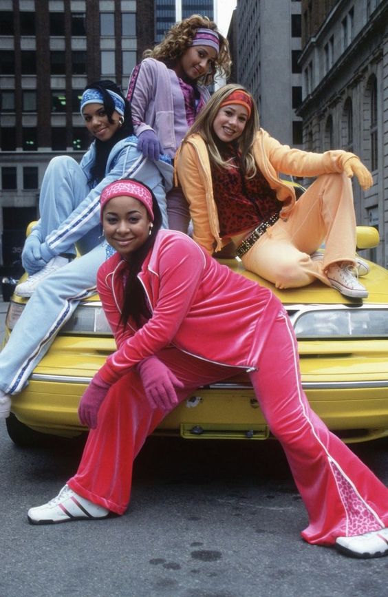 Brightly Colored Velour Tracksuits Party Style Brightly Colored Velour Tracksuits Party Style — Trendy 2000s Outfits Party