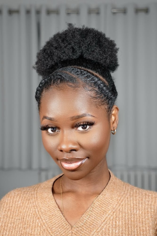 Mid-Back High Puff With Braided Edges Mid-Back High Puff With Braided Edges — Trendy 4c Hairstyles