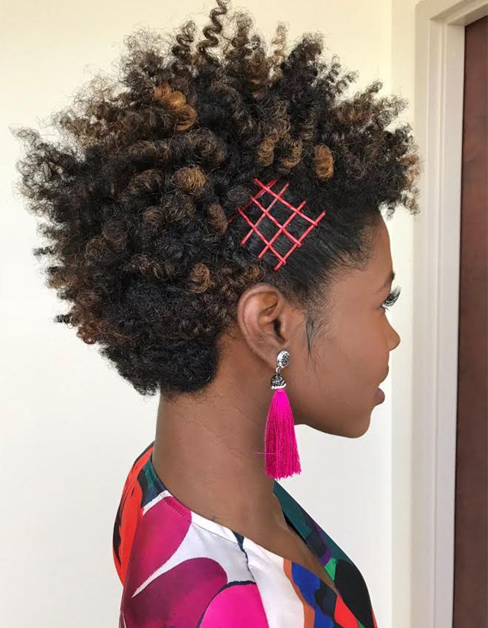 Ear Length Afro Styled Up With Highlights Ear Length Afro Styled Up With Highlights — Trendy 4c Hairstyles