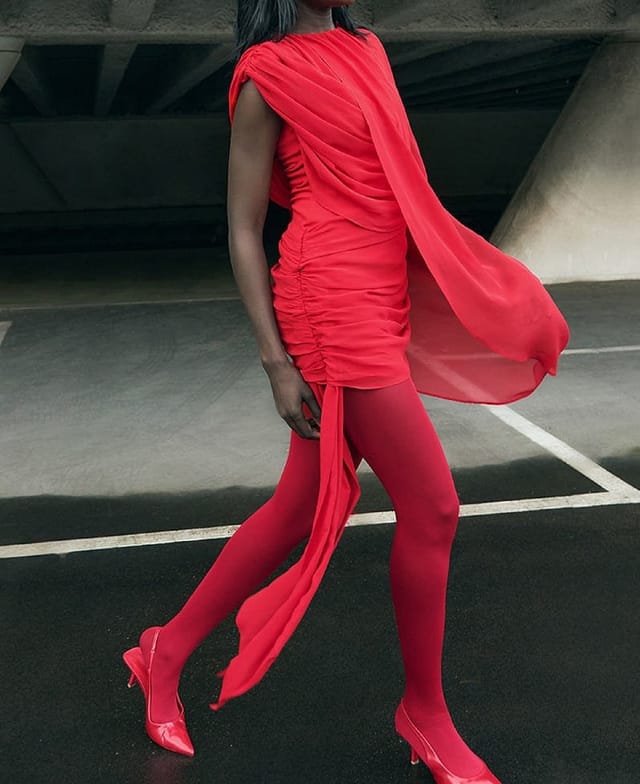 Monochromatic Red Chiffon Mini Dress — Trendy 80s Outfits