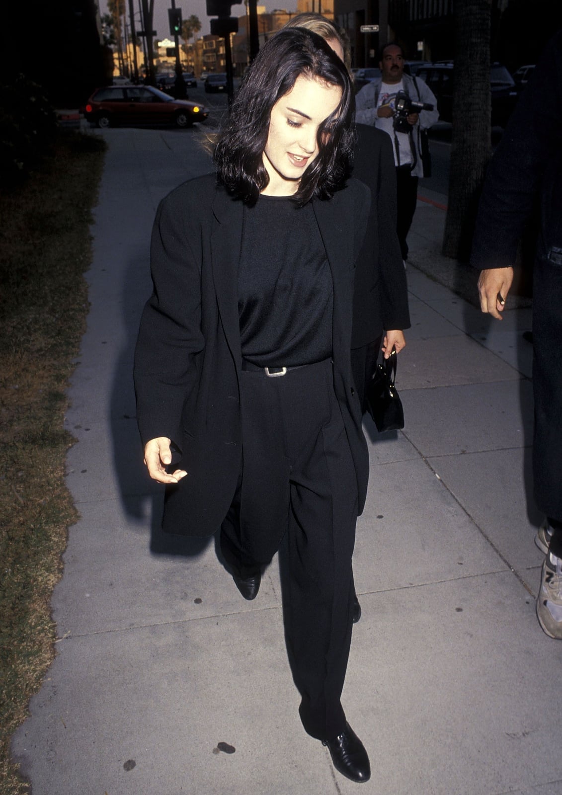 Monochromatic Black Oversized Blazer Ensemble Monochromatic Black Oversized Blazer Ensemble — Trendy 90s Style