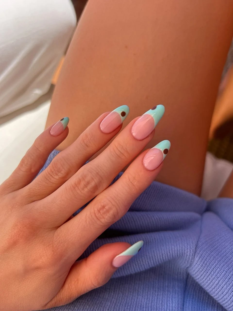 Color Block Abstract French Almond Nails — Trendy Almond Nails French