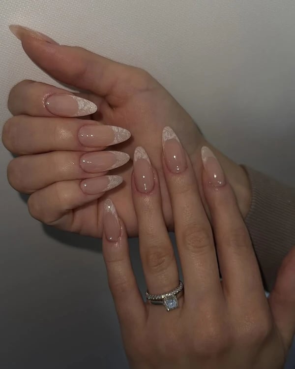 Cherry Check Grid Pattern Almond Nails — Trendy Almond Nails French