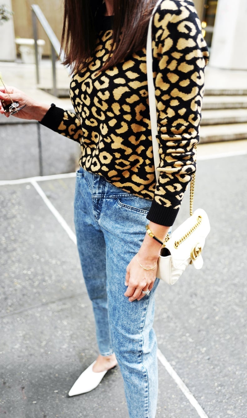 Leopard Print Knit Sweater With Straight Leg Jeans Leopard Print Knit Sweater With Straight Leg Jeans — Trendy Animal Print Outfits