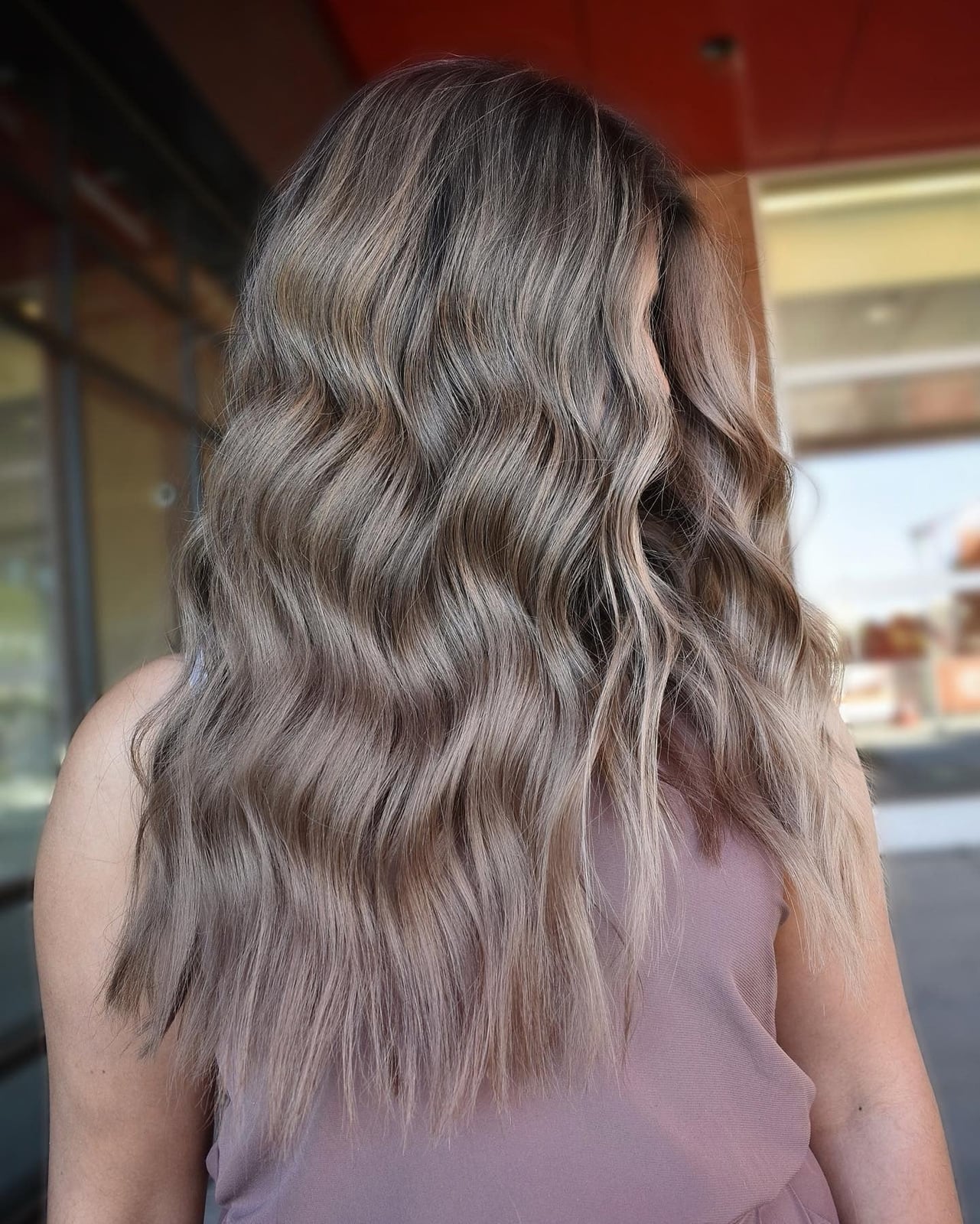 Mid-Back Layers With Ash Blonde Highlights — Trendy Ash Brown Hair