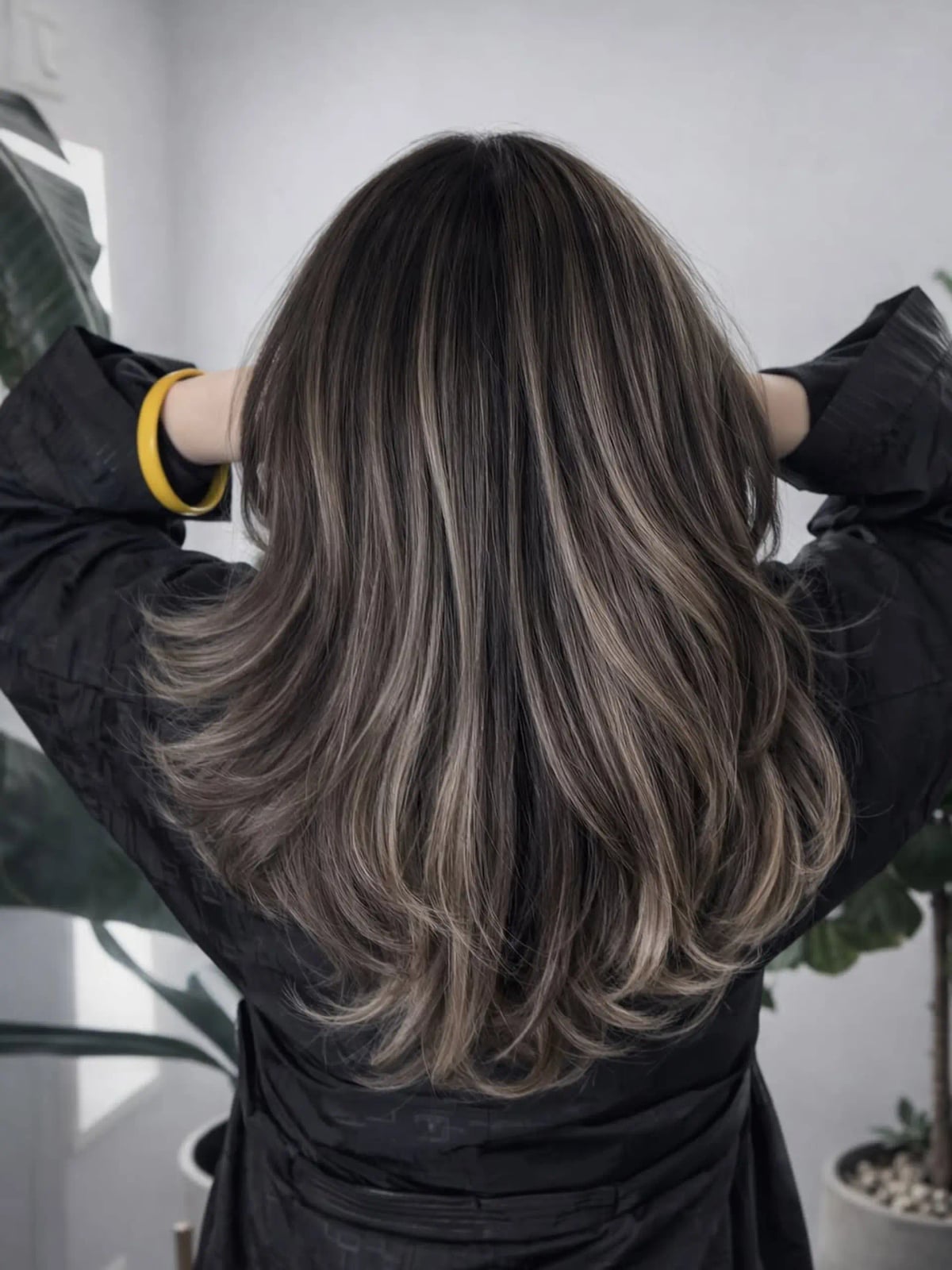 Mid-Back Waves With Ash Blonde Highlights, Office-Safe Version — Trendy Ash Brown Hair