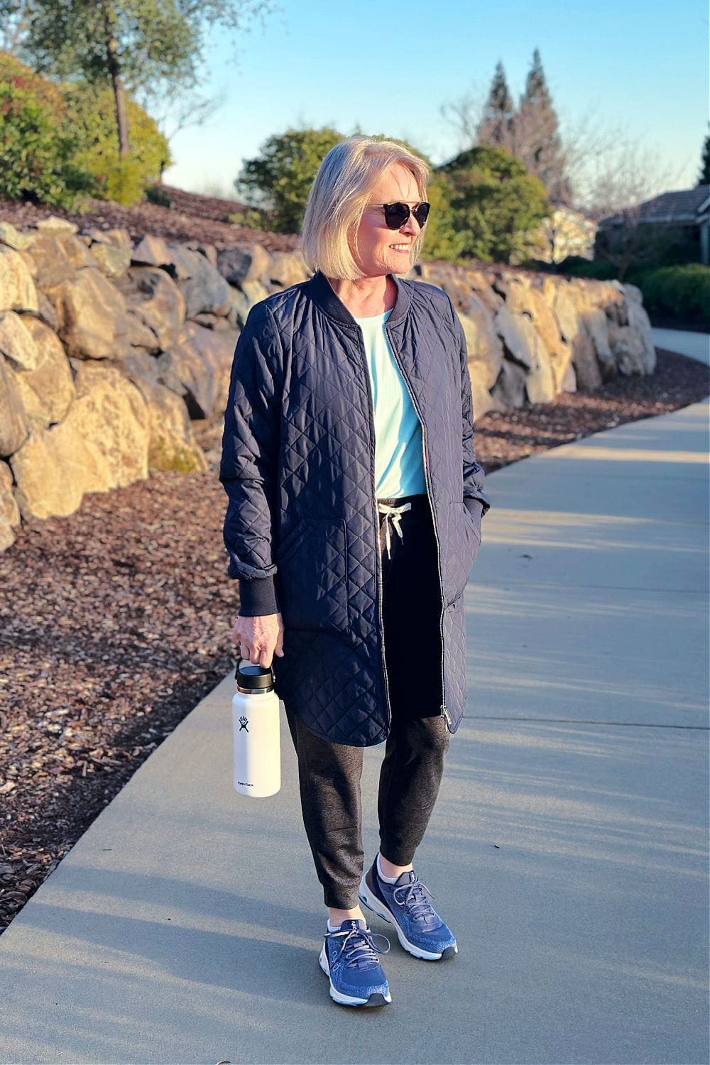 Quilted Jacket Over T-Shirt and Joggers — Trendy Athleisure Outfits
