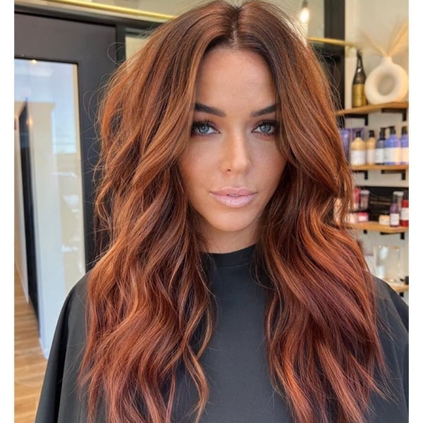 Rich Dimensional Auburn Mid-Back Rich Dimensional Auburn Mid-Back — Trendy Auburn Hair Color